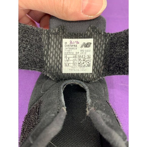 New Balance style 574 Culla US 2 Black Hook Loop inside out closure Newborn boy - Picture 5 of 10